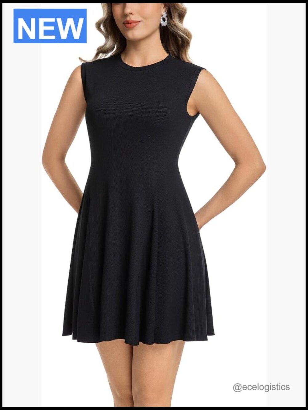 Crewneck Sleeveless A-Line Tank Top Dress - Summer Casual Sundress